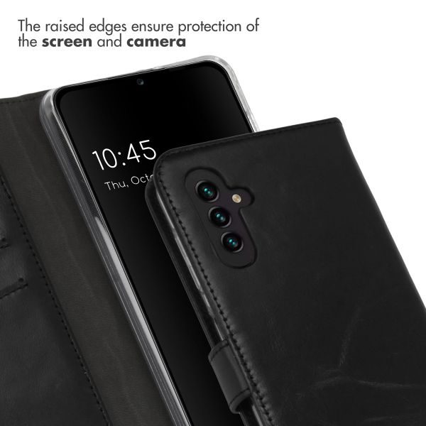 Selencia Étui portefeuille en cuir véritable Samsung Galaxy A13 (5G) / A04s - Noir