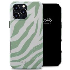 Selencia Coque arrière Vivid Tough avec MagSafe iPhone 16 Pro Max - Colorful Zebra Sage Green