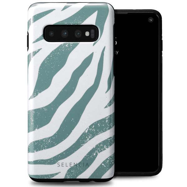 Selencia Coque arrière Vivid Tough Samsung Galaxy S10 - Colorful Zebra Pine Blue