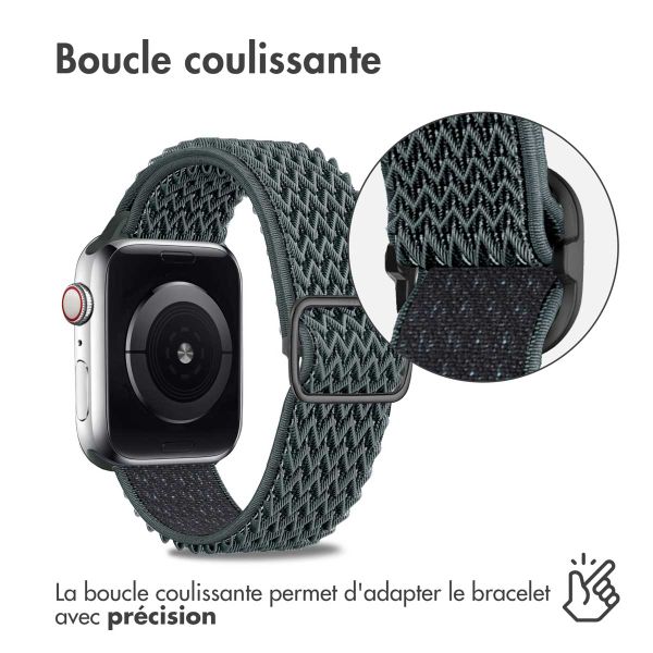 imoshion Bande élastique en nylon Apple Watch Series 1-9 / SE - 38/40/41 mm / Series 10 - 42 mm - Gris foncé