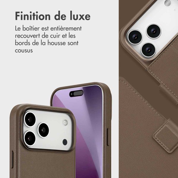 Accezz Étui de télephone portefeuille en cuir 2-en-1 avec MagSafe Apple iPhone 17 Pro Max - Marron café