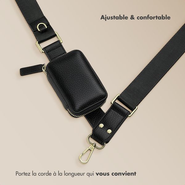 Selencia Cordon de téléphone avec petit sac - Midnight Black