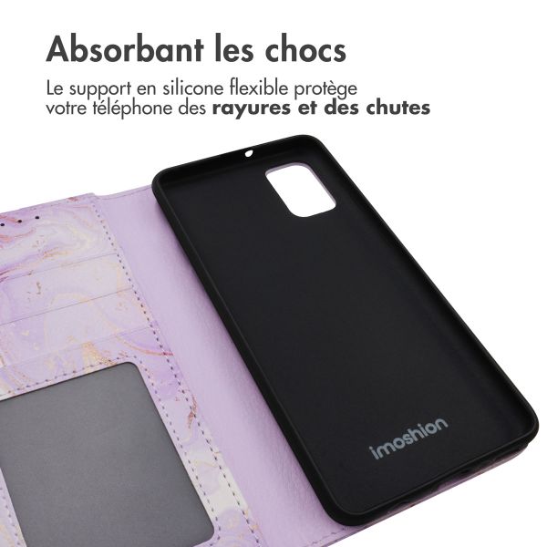 imoshion Étui de télephone portefeuille Design Samsung Galaxy A41 - Purple Marble