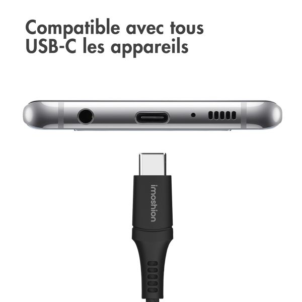 imoshion Braided USB-C vers câble USB-C - 1 mètre  - Noir