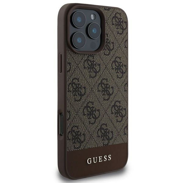 Guess Coque arrière Bottom Stripe 4G iPhone 16 Pro - Brun