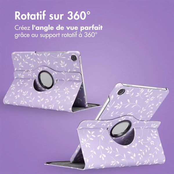 imoshion Coque tablette Design rotatif à 360° Samsung Galaxy Tab A9 Plus - Lavender Flowers