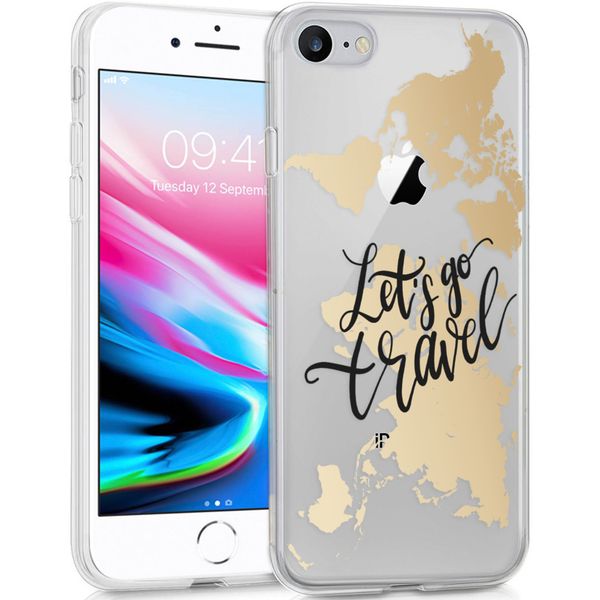 imoshion Coque Design iPhone SE (2022 / 2020) / 8 / 7 / 6s- Let's Go Travel / Noir