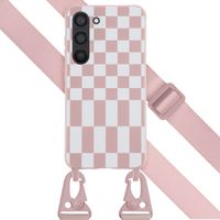 Selencia Coque design en silicone avec cordon amovible Samsung Galaxy S23 - Irregular Check Sand Pink