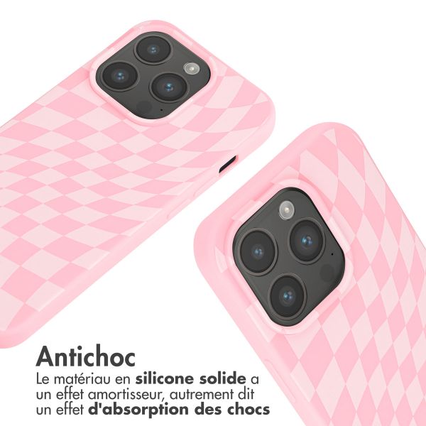 imoshion Coque design en silicone avec cordon Apple iPhone 15 Pro - Retro Pink