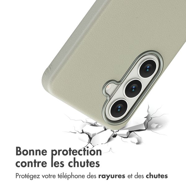 Accezz Coque arrière en cuir avec MagSafe Samsung Galaxy S26 - Light Grey