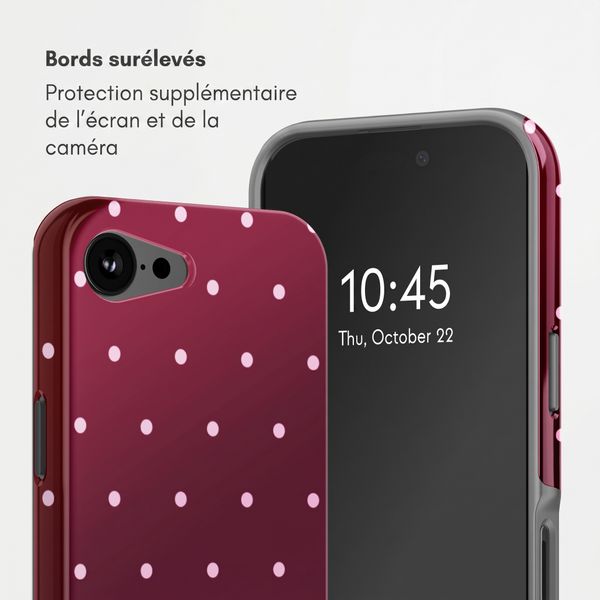 Selencia Coque arrière Vivid avec MagSafe Apple iPhone 17e / 16e - Happy Dots Burgundy