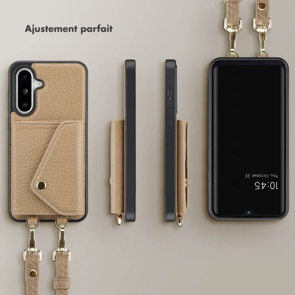 Selencia Coque à cordon avec porte-cartes enveloppe Sera Samsung Galaxy A36 / A56 - Beige