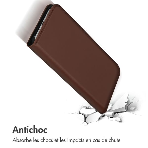 Accezz Étui de télephone Slim Folio en cuir de qualité supérieure Apple iPhone 14 Pro - Marron