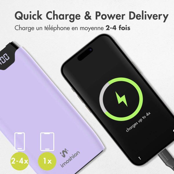 imoshion Batterie externe - 20.000 mAh - Quick Charge et Power Delivery - Lilas