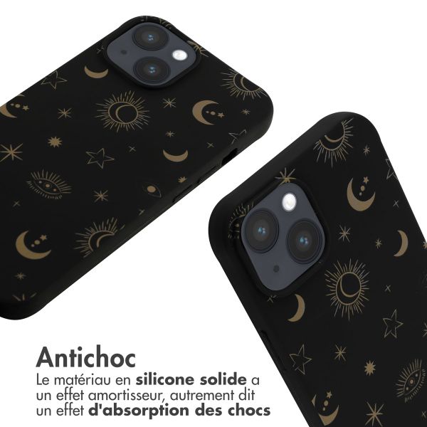 imoshion Coque design en silicone avec cordon Apple iPhone 14 - Sky Black