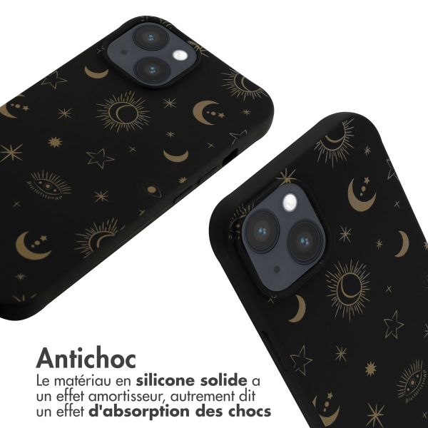 imoshion Coque design en silicone avec cordon iPhone 14 - Sky Black