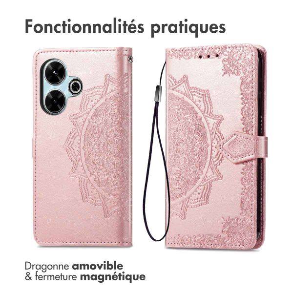 imoshion Etui de téléphone portefeuille Mandala Xiaomi Redmi 13 (4G) - Rose Dorée