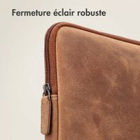 Accezz Pochette ordinateur Leather avec fermeture éclair 13-14 pouces - Cognac