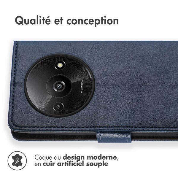 imoshion Étui de téléphone portefeuille Luxe Xiaomi Redmi A3 - Bleu foncé