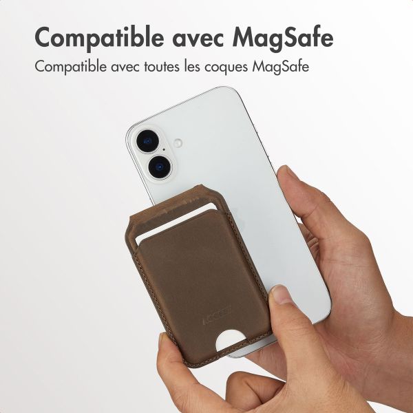 Accezz Porte-cartes MagSafe en cuir vintage avec support - Rustic Brown