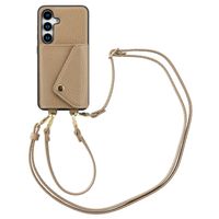 Selencia Coque à cordon avec porte-cartes enveloppe Sera Samsung Galaxy S25 - Beige