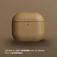 Accezz Coque en Cuir véritable Apple AirPods 4 - Taupe