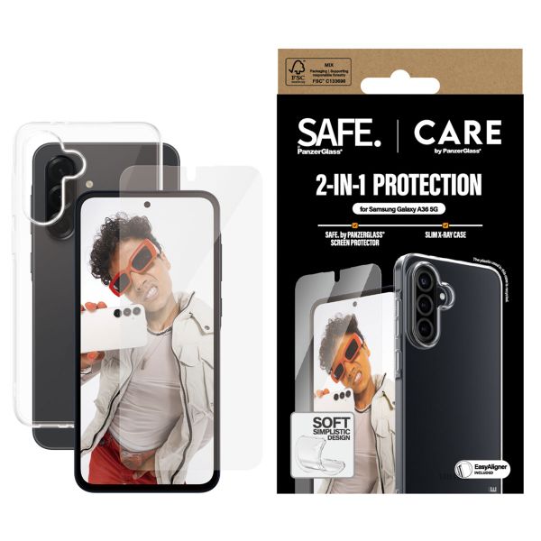 CARE by PanzerGlass Coque Fashion XR + Ultra-Wide Fit Écran de Protection avec applicateur Samsung Galaxy A36 - Transparent