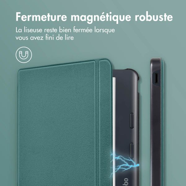 imoshion Étui de liseuse portefeuille Slim Hard Kobo Libra Colour - Vert foncé