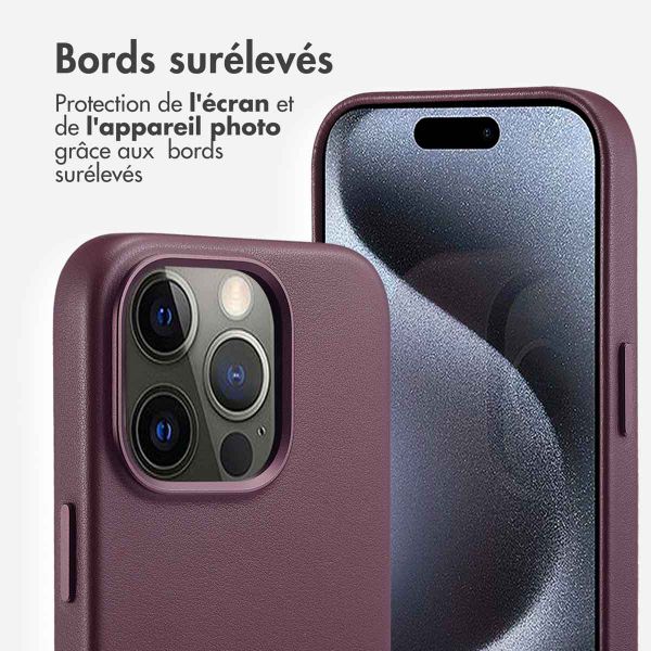 Accezz Coque arrière en cuir avec MagSafe Apple iPhone 15 Pro - Heath Purple