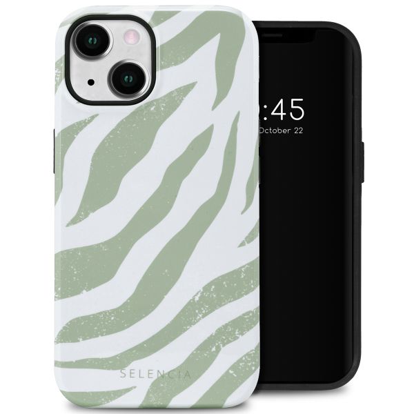 Selencia Coque arrière Vivid Tough iPhone 14 - Colorful Zebra Sage Green