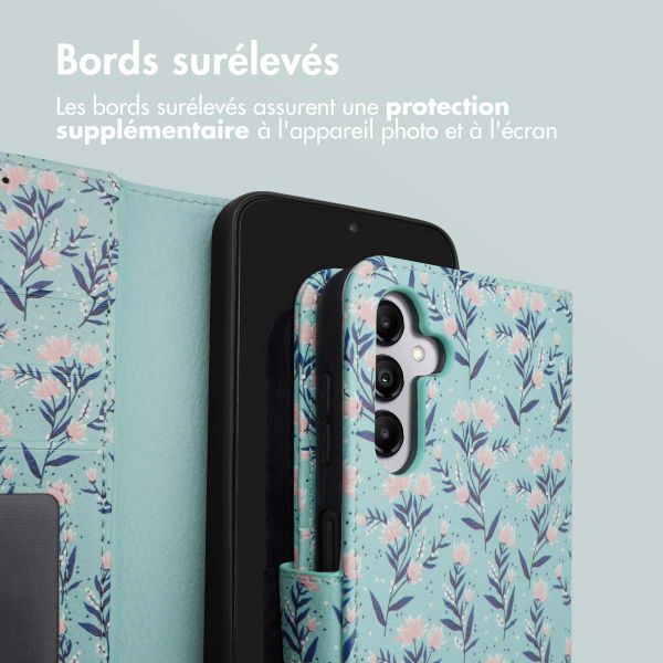 imoshion Étui de télephone portefeuille Design Samsung Galaxy A14 (5G/4G) - Blue Flowers