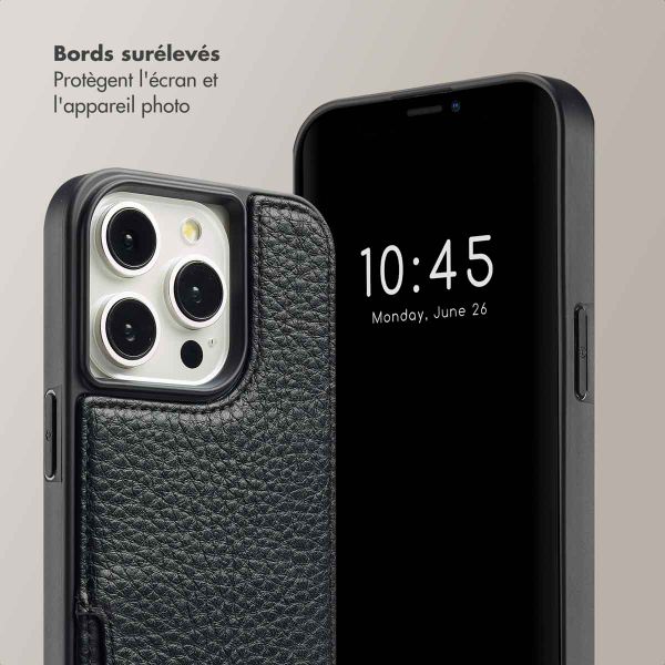 Selencia Coque arrière avec cordon et porte-cartes Nova iPhone 15 Pro - Noir