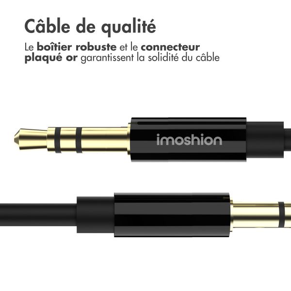 imoshion ﻿Câble AUX - Câble audio 3,5 mm / Jack - Mâle vers mâle - 1 mètre - Noir