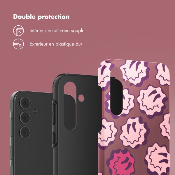 Selencia Coque arrière Vivid Samsung Galaxy A55 - Wavy Smiley Pink