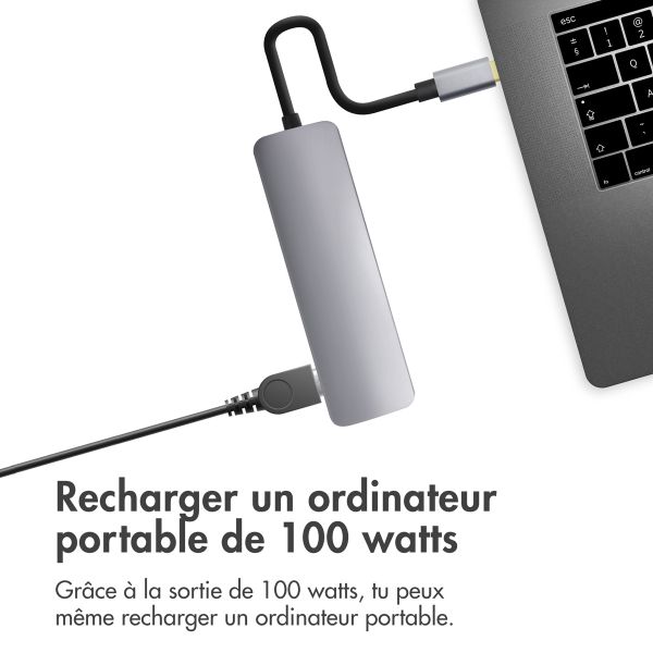 Accezz Hub USB-C 5-en-1 - 4K 30Hz Ultra HD - Charge de 100 watts - Station d'accueil