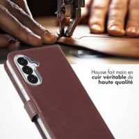 Selencia Étui portefeuille en cuir véritable Samsung Galaxy A36 / A56 - Marron
