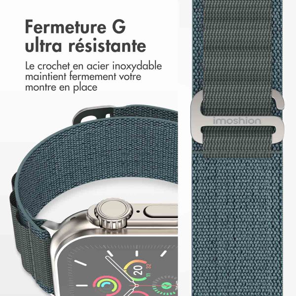 imoshion Bracelet en nylon Alpine Apple Watch Series 1 á 9 / SE (38/40/41 mm) | Series 10 (42 mm) - Bleu