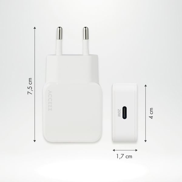 Accezz Chargeur GaN Ultra Slim - USB-C - 20 W - Blanc