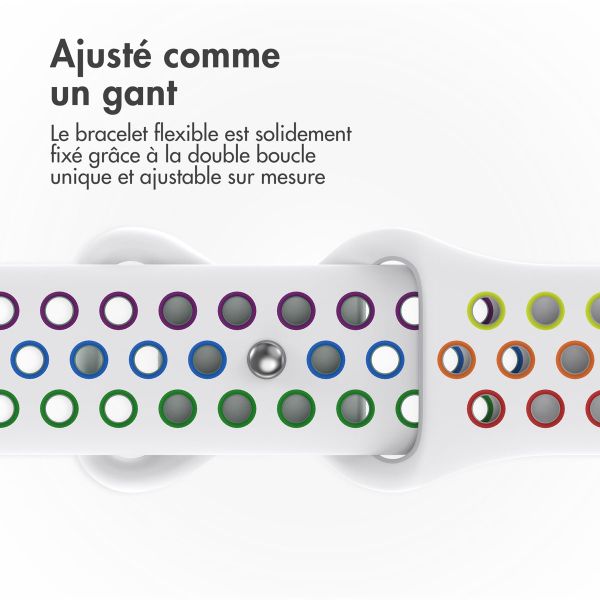 imoshion Bracelet sport⁺ Apple Watch Series 1 á 10 / SE / Ultra (2) (44/45/46/49 mm) - Taille S/M - White Rainbow