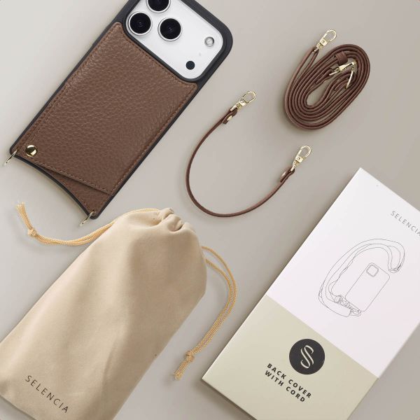 Selencia Coque de télephone Nova avec cordon et porte-cartes Apple iPhone 17 Pro - Mocha Brown
