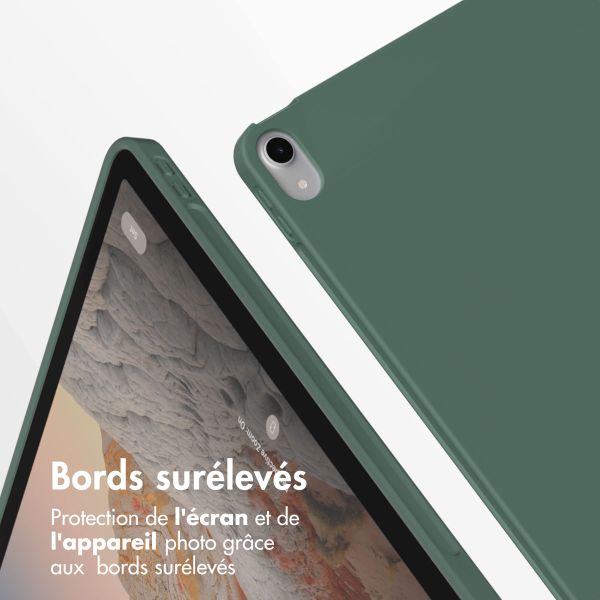 Accezz Coque tablette portefeuille Smart Silicone Apple iPad 11 (2025) 11 pouces A16 / iPad 10 (2022) 10.9 pouces - Vert foncé