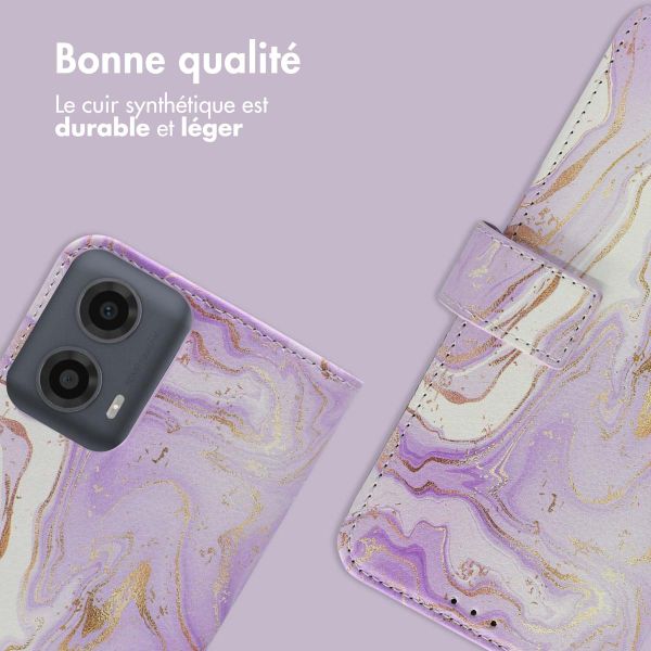 imoshion Étui de télephone portefeuille Design Motorola Moto G34 - Purple Marble