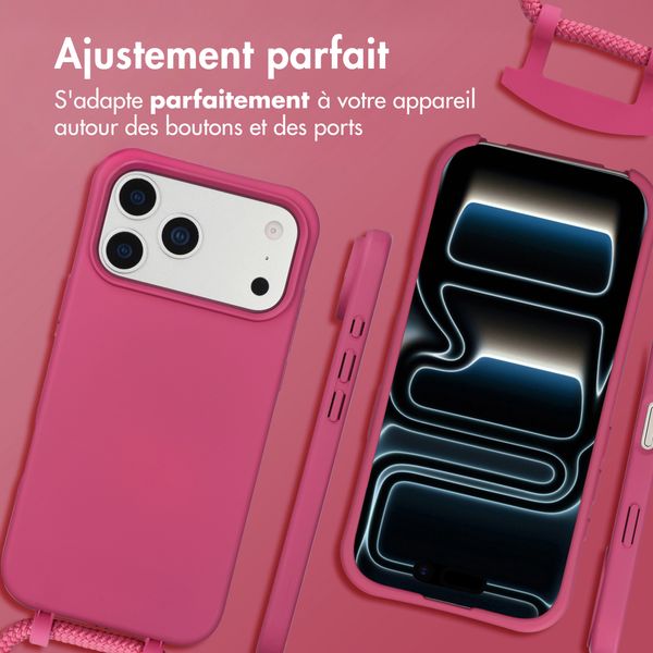 imoshion Coque arrière Color avec cordon amovible et MagSafe Apple iPhone 17 Pro Max - Raspberry