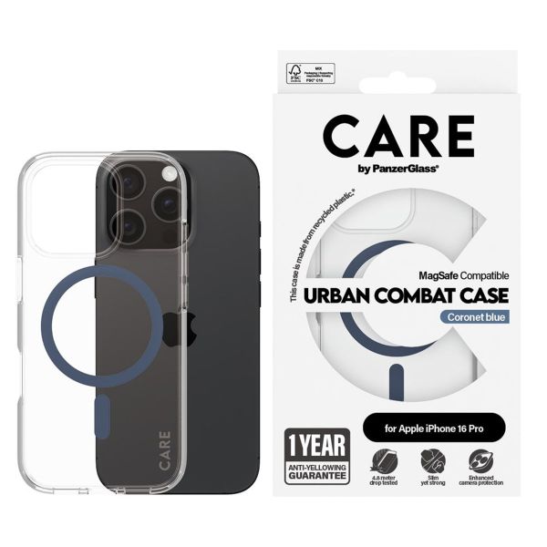 CARE by PanzerGlass Coque Urban Combat MagSafe Apple iPhone 16 Pro - Blue