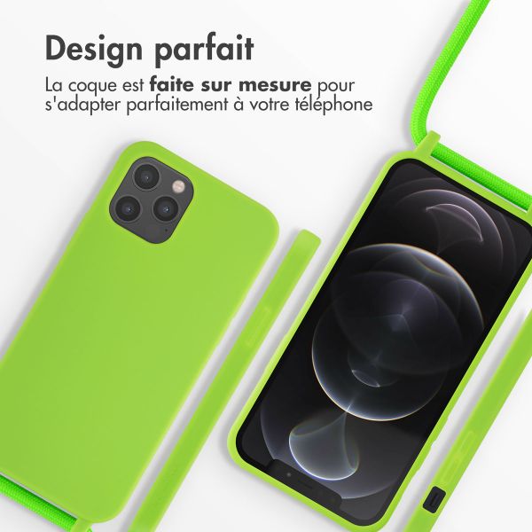 imoshion ﻿Coque en silicone avec cordon iPhone 12 (Pro) - Vert Fluo