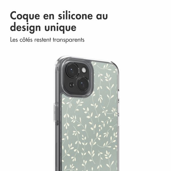 imoshion Coque Design Apple iPhone 15 - Smoke Green Flowers