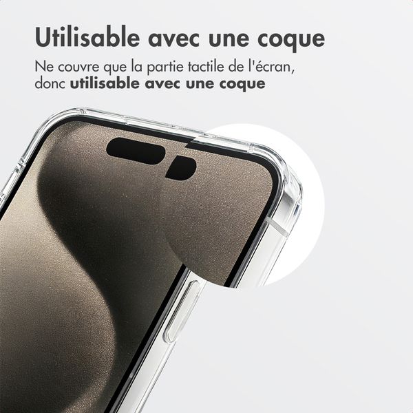 Accezz Protection d’écran en verre trempé avec filtre de confidentialité + Applicateur Apple iPhone 15 Pro