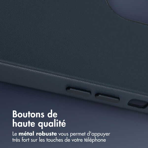 Accezz Coque arrière en cuir avec MagSafe iPhone 12 (Pro) - Nightfall Blue