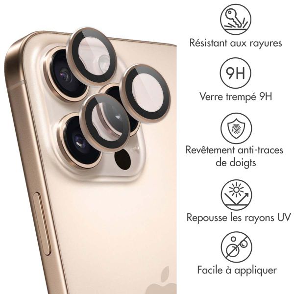imoshion Lot de 2 protections d'objectif de caméra Apple iPhone 16 Pro / 16 Pro Max - Desert / Titanium