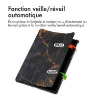imoshion Coque tablette Design Trifold Lenovo Idea Tab Plus - Black Marble